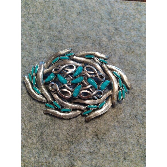 Jewelry - Vintage Turquoise Brooch Pin Silver Tone Statement Jewelry Gift‎ For Her